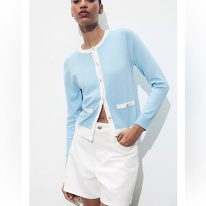 ZARA CONTRAST TRIM KNIT JACKET
